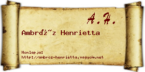 Ambróz Henrietta névjegykártya